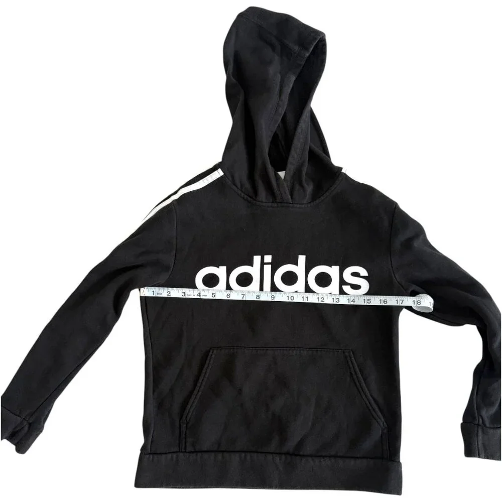 Adidas Youth Black Pullover Hoodie with Logo‎ Print